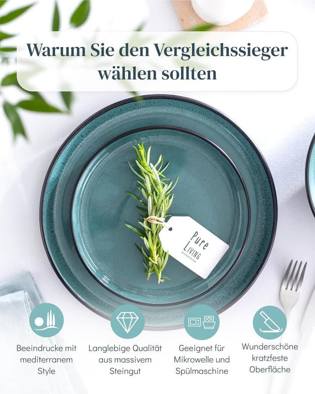 Thumbnail 1 de Steingut Suppenteller Ibiza 6er Set Petrol