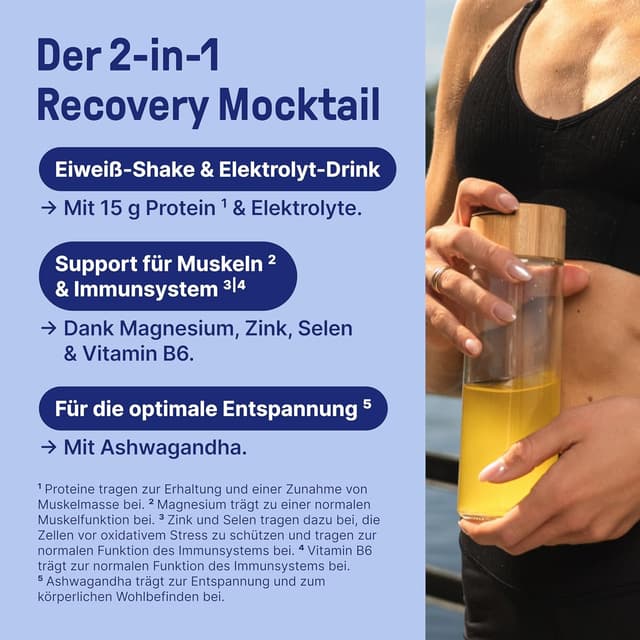 Detalle 2 de Braineffect Recharge Premium Hydratationsmischung (360 g) – Elektrolyte ohne Zucker mit Stevia, EAA & BCAA, Zitronengeschmack