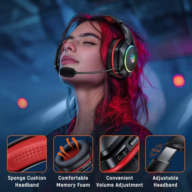 Detalle 1 de Tatybo 2.4GHz Wireless Gaming Headsets with 7.1 Surround Sound for PS5/PS4/PC