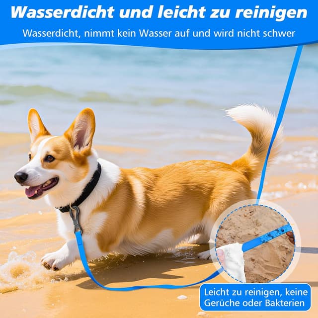 Detalle de X XBEN Wasserfeste Schleppleine für Hunde mit abschließbarem Karabiner (3–30 m), Neon Blau