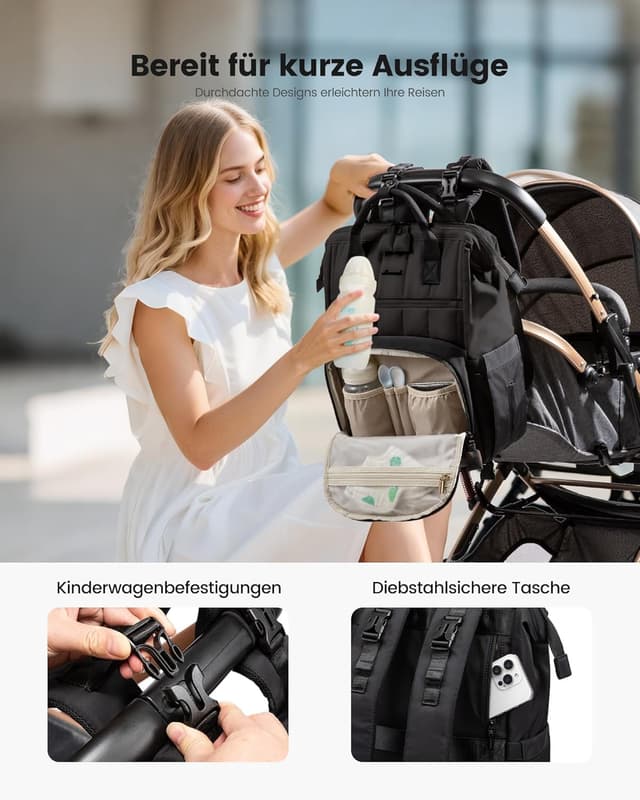 Detalle 1 de LOVEVOOK Wickelrucksack 15,6 Zoll Laptopfach
