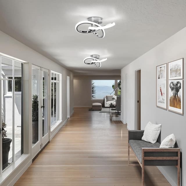 Thumbnail 4 de EIDISUNY Modern Chrome Ceiling Light 25cm 22W ⌁