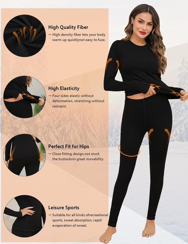 Detalle 2 de Completo intimo termico donna Terecey: maglia a maniche lunghe e leggings/pantaloni per l’inverno