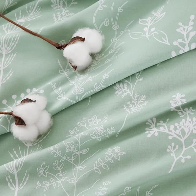 Thumbnail 6 de BEDSURE Bettwäsche 135x200 (4-teilig) aus Baumwolle, grün mit Pflanzenblumen-Muster, mit Reißverschluss