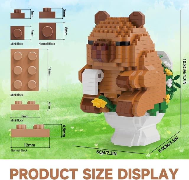 Detalle 2 de MJDDJA Capy-bara Mini Building Blocks (Micro Blocks) — Capy-bara riding a pig, humorous kid/party gift set (M3147)
