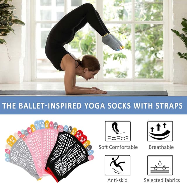 Detalle de LOFIR Calze antiscivolo yoga donna a cinque dita (3 paia), EU 36–44