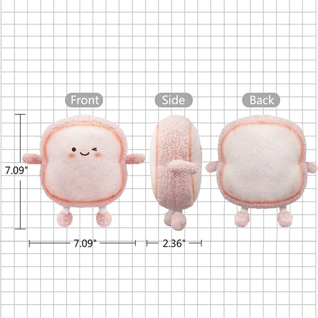 Detalle de VHYHCY Toast Bread Pillow Plush (Pink) — Cute Sliced Bread Sofa Pillow