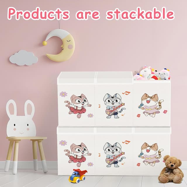 Detalle de VERONLY Spielzeugkiste mit Deckel für Kinder (128 L, 96 x 34 x 39 cm) – klappbar, Oxford, Beige