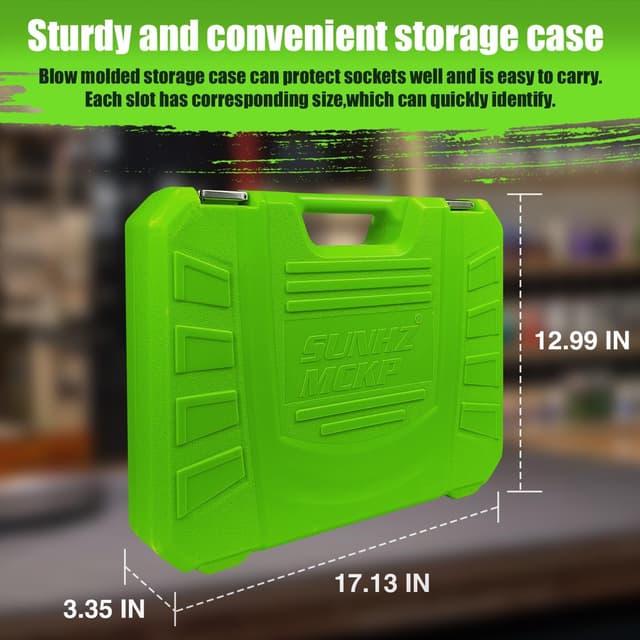 Thumbnail 6 de SUNHZ MCKP 1/2" Drive Deep Impact Socket Set (17-Piece) for Axle Nuts, CR-MO, SAE + Metric