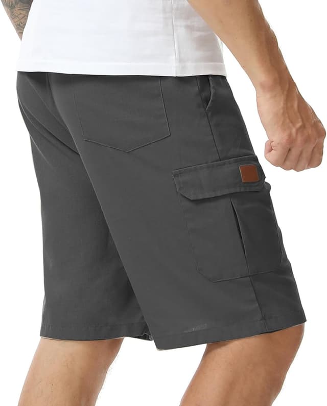 Detalle de Zetieny Herren Leinen-Shorts Casual für Sommer – atmungsaktiv mit elastischem Bund und 5 Taschen