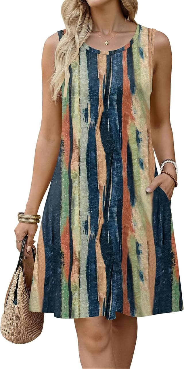 Detalle 2 de Zeagoo 2026 Summer Sleeveless Floral T-Shirt Sundress with Pockets