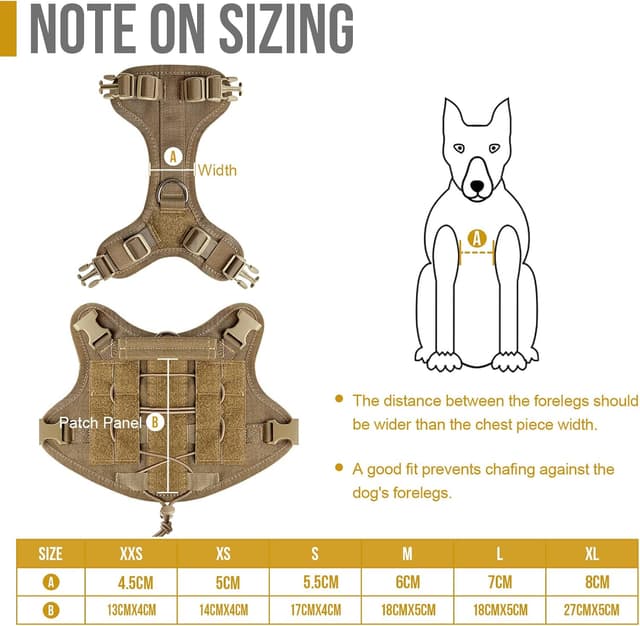 Detalle de OneTigris FIRE WATCHER taktisches Hundegeschirr mit 1 Griff und MOLLE (1000D Nylon), XL, Braun