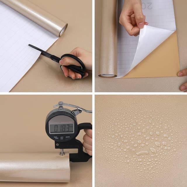 Detalle de Hode Klebefolie Rose Gold Glitzer (40 cm x 3 m) – glänzende, selbstklebende Vinyl-Möbelfolie zum Schutz und Dekor