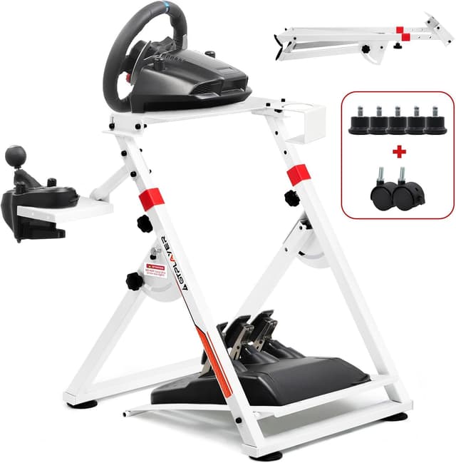 Detalle de Support de volant GTPLAYER pour G923 / G29 / G920 / T300RS (avec pédale 5 vitesses) – Réglable en hauteur et repose-pieds