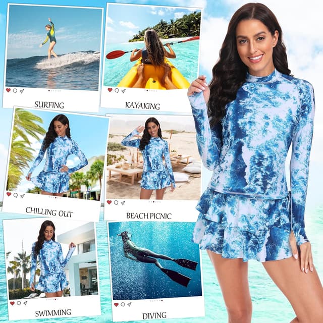 Thumbnail 1 de UNIQUEBELLA Rash Guard Swimsuit UPF 50+ for Women