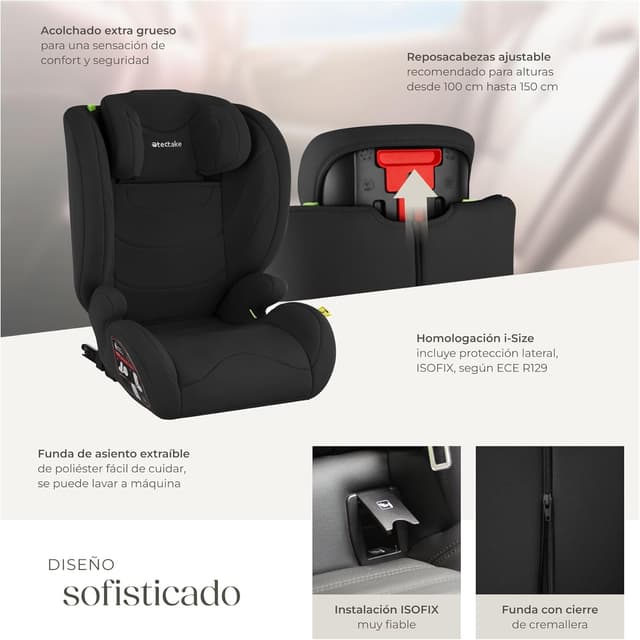 Detalle de tectake Silla de Coche Infantil i‑Size 100–150 cm