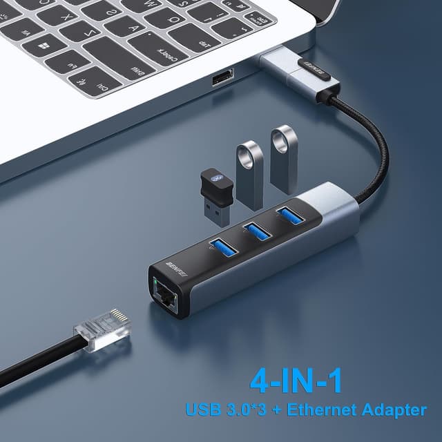 Detalle 2 de BENFEI Adattatore USB-C 2 in 1 Ethernet 1 Gbps