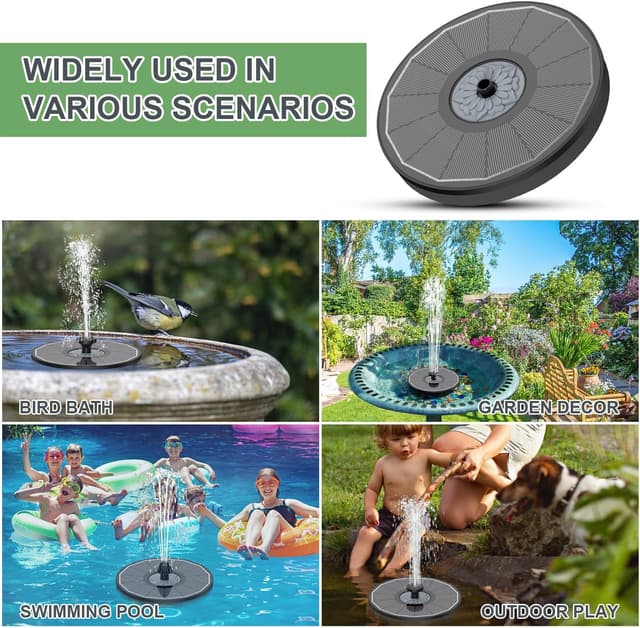 Detalle 2 de Solar Springbrunnen mit 3,5W Glas-Solarmodul und 8 Düsen – Solar Teichpumpe für Vogelbad & Garten