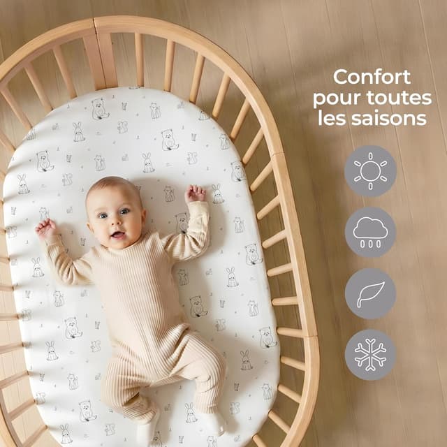 Detalle 2 de Dreamzie lot de 2 draps housse cododo 40x80 cm en coton Oeko-Tex