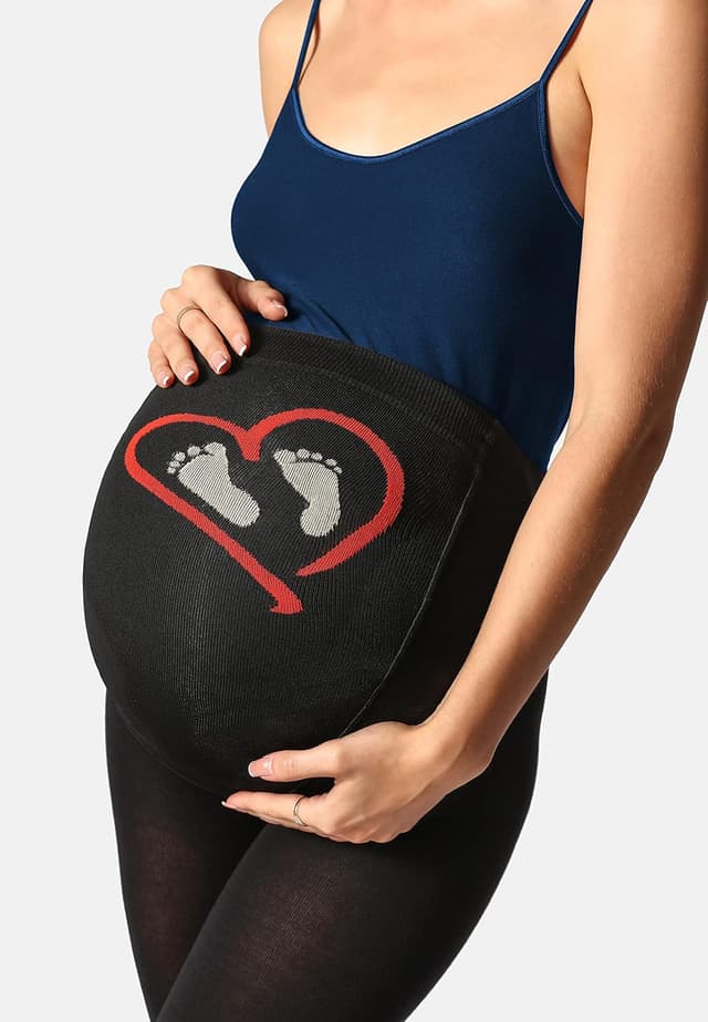 Detalle de Be Mammy Collant de maternité Femme 150 DEN en coton opaque, motif petits pieds (BE-1122)