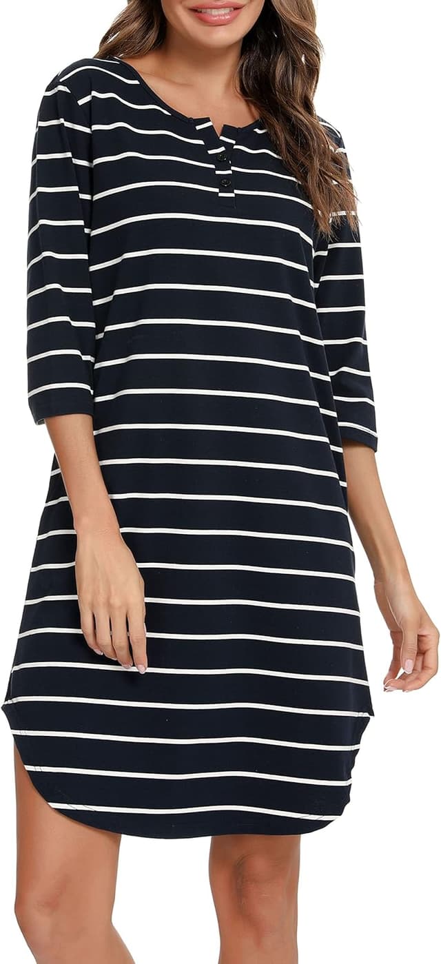 Detalle de Vlazom Baumwoll-Nachthemd V-Ausschnitt