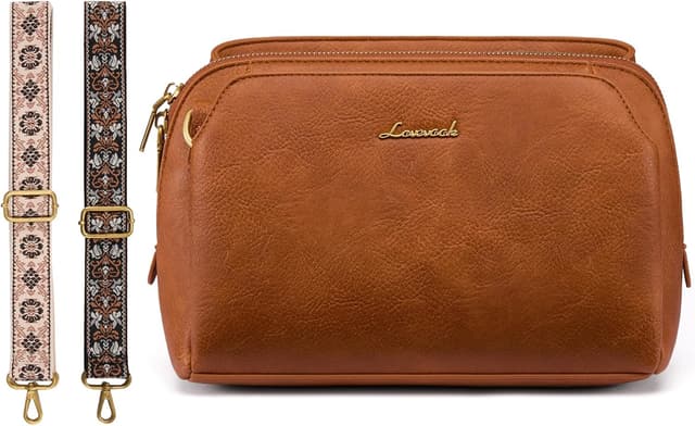 Thumbnail 6 de LOVEVOOK Umhängetasche Damen – kleine Crossbody Bag mit RFID-Schutz, 3 Fächer und 2 Wechselriemen (hellbraun)