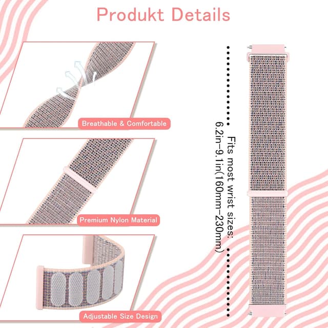 Detalle de Vodtian Nylon Armband 22 mm für Smartwatches