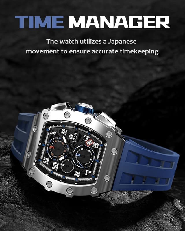 Thumbnail 6 de TSAR BOMBA TSAR BOMBA Luxusuhr für Herren mit Quarzwerk, leuchtendem Zifferblatt und 5 ATM