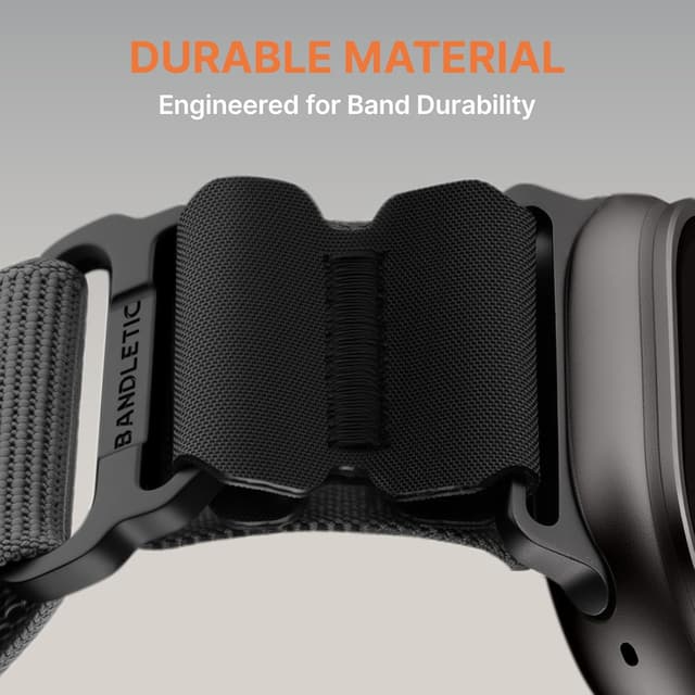 Detalle de Bandletic Nylon Loop Strap for Apple Watch Ultra (49mm) and Series 11/10/9/8/7/SE/6/5/4/3/2/1 – Grey, Soft Loop Strap