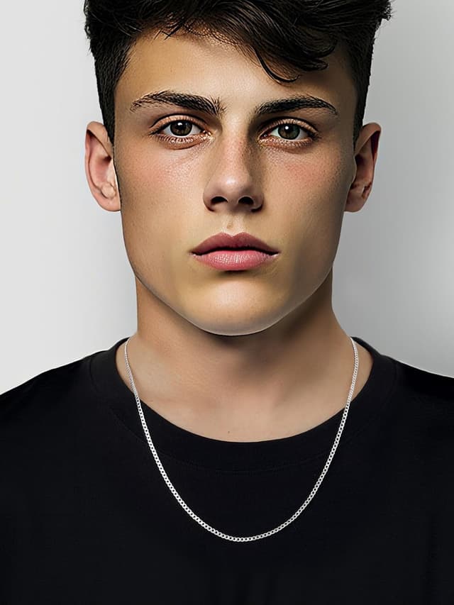 Detalle 2 de Silvora S925 Silber Kubanische Kette (Figaro/Cuban Link) ultradünn, Breite 3 mm – Längen 36 bis 71 cm