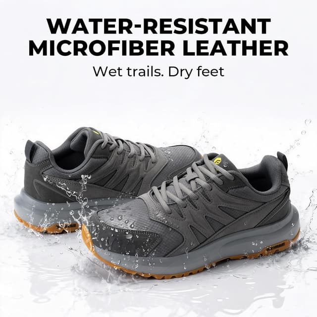 Detalle de FitVille Wanderschuhe Herren „Extra Breit“ – wasserdicht, rutschfeste Trekkingschuhe mit breiter Zehenbox