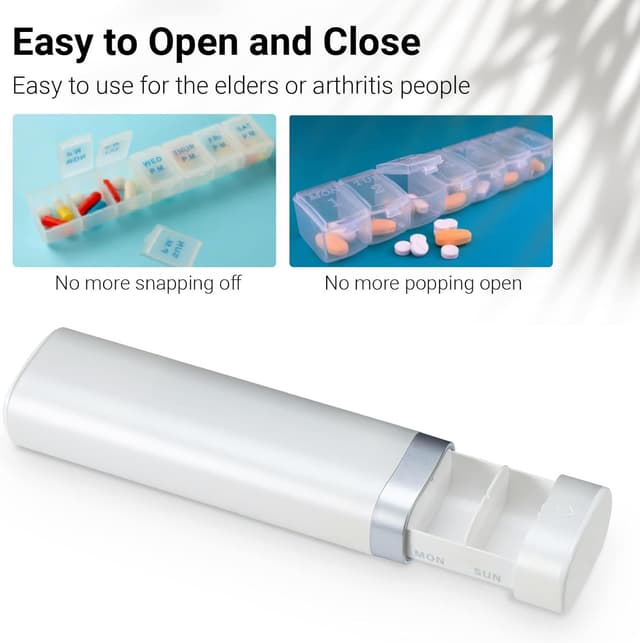 Detalle de Betife Tablettenbox 7 Tage (BPA-frei) – wöchentlicher Pillen-Organizer für Reise, Vitamine & Medikamente