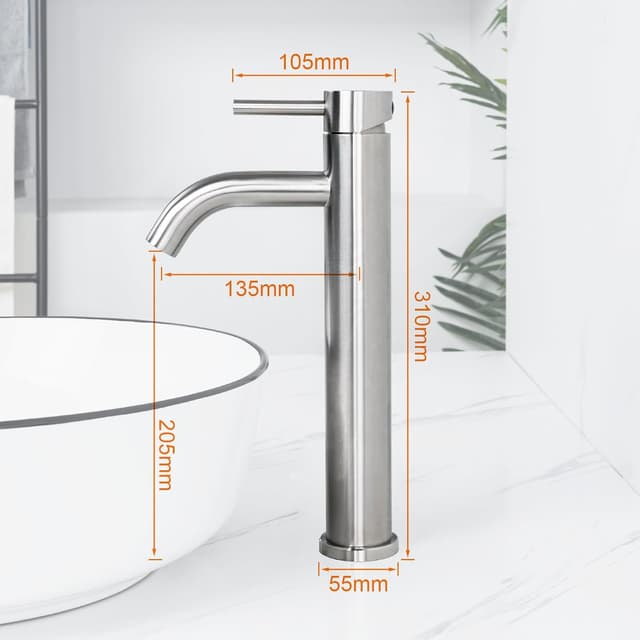 Detalle de Ibergrif M11203A rubinetto bagno classico miscelatore monocomando per lavabo in acciaio inox spazzolato