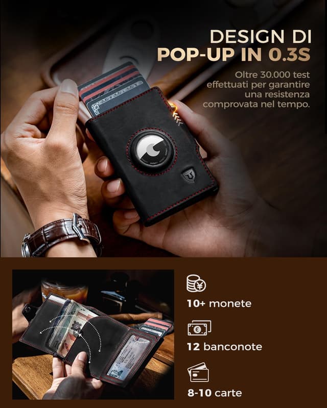 Detalle 1 de LORZOR portafoglio airtag slim con RFID