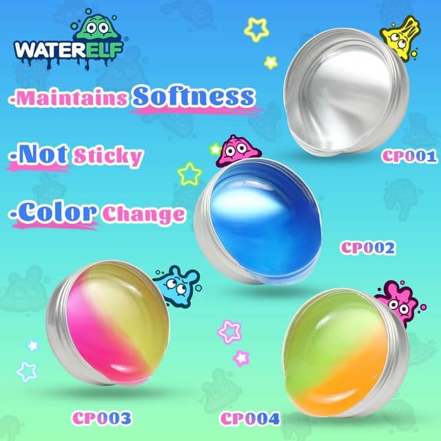 Detalle 2 de WATERELF Transparent Putty Slime for Kids (Blue) — 3.2 oz Non-Sticky Fidget Putty
