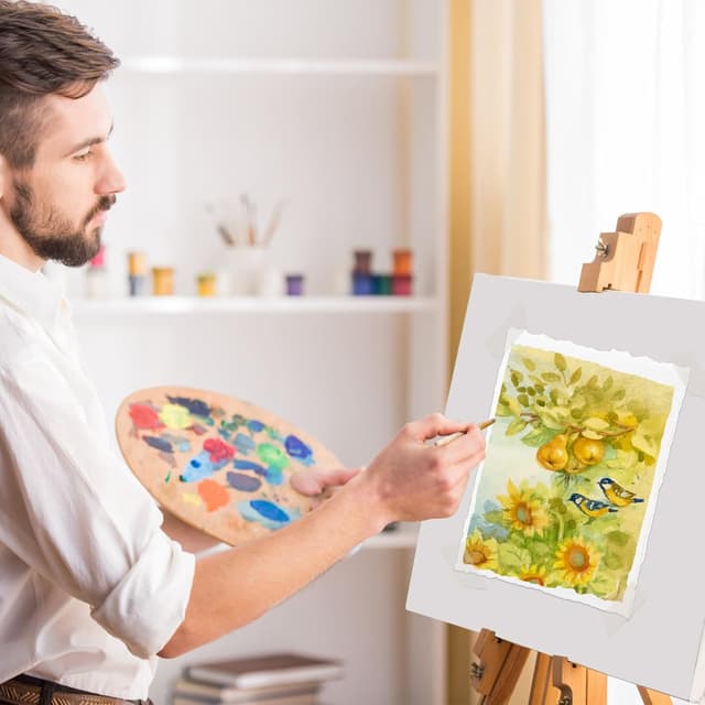 Detalle de Prudiut 25 Sheets Cotton Watercolor Paper (300 GSM), 4 x 6 in, White, Textured, Deckled Edge