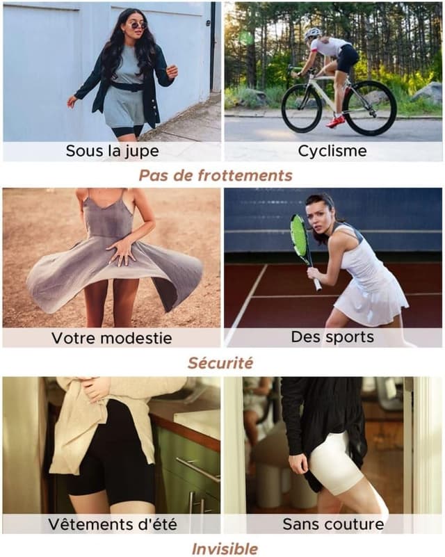 Thumbnail 4 de INNERSY Shorty Femme sous Jupe Douce Legging Court sans Couture (lot de 3) : anti-frottements & confort