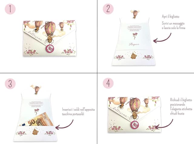 Thumbnail 2 de Tarjeta de felicitación para bautizo de niña 🌸 LINA OFFICINE GRAFICHE CREATIVE