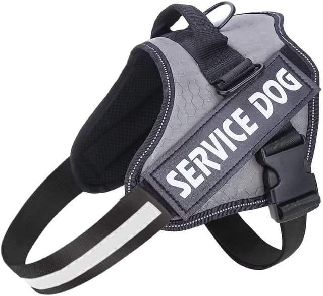 Detalle de Belababy Soft No Pull Dog Harness XS (X Small) – adjustable service dog vest with safety buckle, reflective & breathable outdoor training harness (Gray)