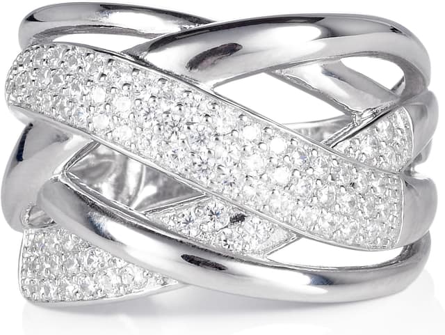 Detalle de Diamond Treats Anello da Donna in Argento 925 con Zirconi – fascia intrecciata, misura 20 (60 EU)