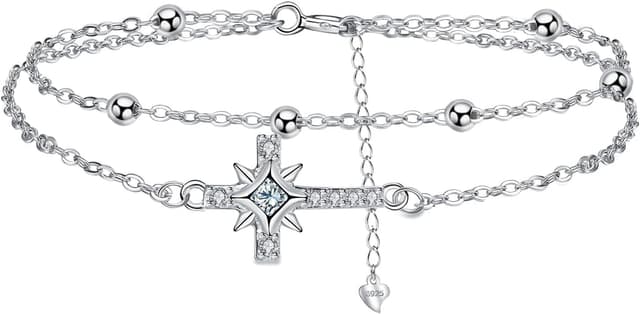 Detalle de Bracelet croix argent 925 réglable 16cm+4