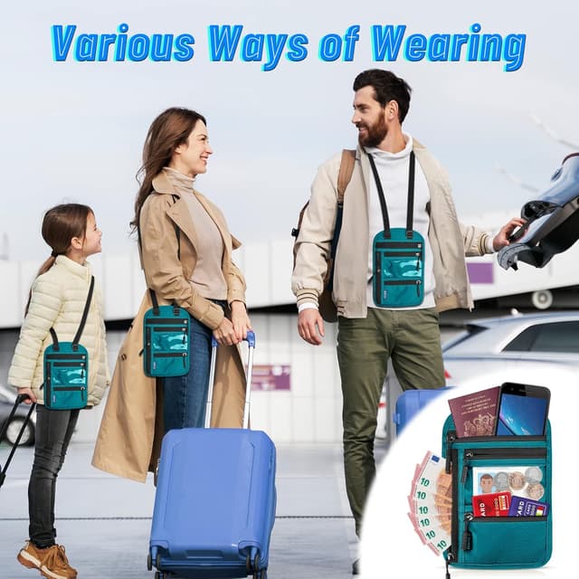 Detalle de CORYIN RFID passport neck wallet pouch