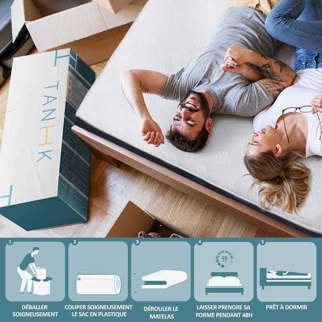 Detalle de TANHK Materasso Singolo 90x190 con molle insacchettate e memory foam, 9 zone differenziate