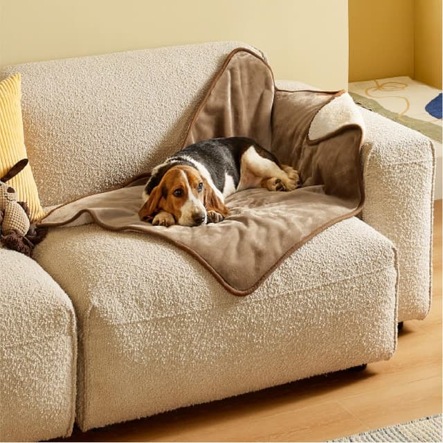 Detalle de LE SURE wasserdichte Hundedecke „Kamel“ (100 x 80 cm) – doppelseitig, waschbar, für Sofa & unterwegs