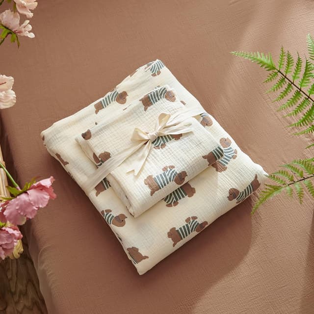 Detalle 2 de AShanlan Kinderbettwäsche 135x200 Musselin-Baumwolle mit Kissenbezug 80x80 (Dackel, Reißverschluss) Oeko-TEX