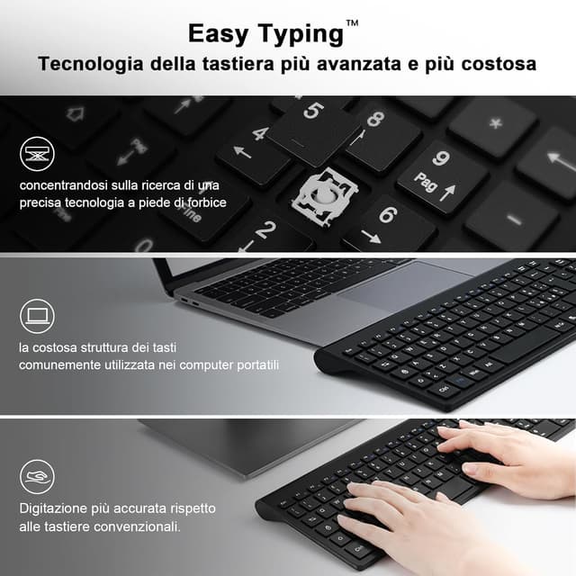 Detalle 2 de cimetech Tastiera e Mouse Wireless 2.4G con layout italiano QWERTY e ricevitore nano