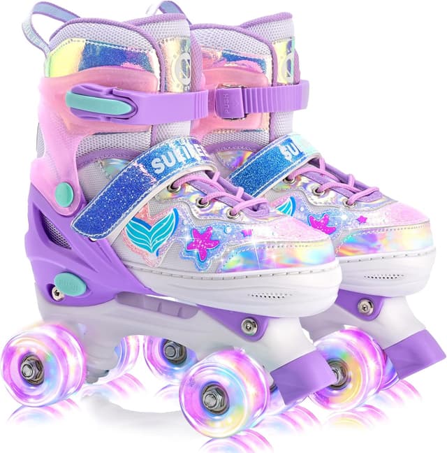 Detalle de SULIFEEL Adjustable Kids Roller Skates with Light-Up Wheels (Adjustable Sizes for Ages 3–12)