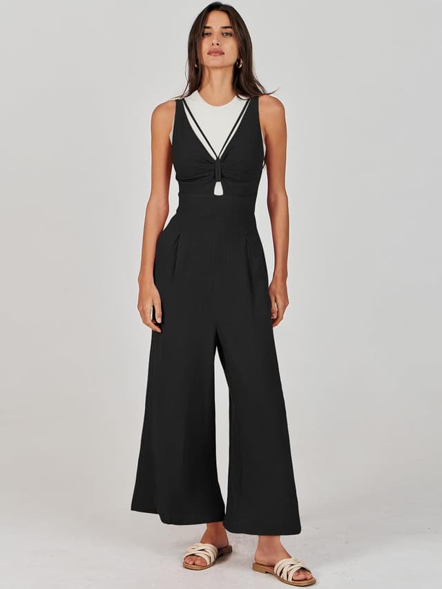 Thumbnail 4 de ANRABESS Linen Wide Leg Jumpsuit