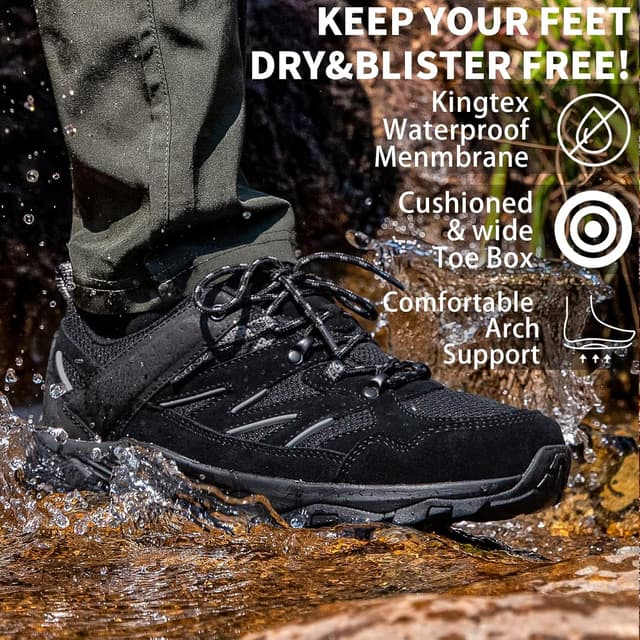 Detalle 1 de SILENTCARE Waterproof Walking Shoes for Men – Low Rise Non-Slip Lightweight Trekking Trainers