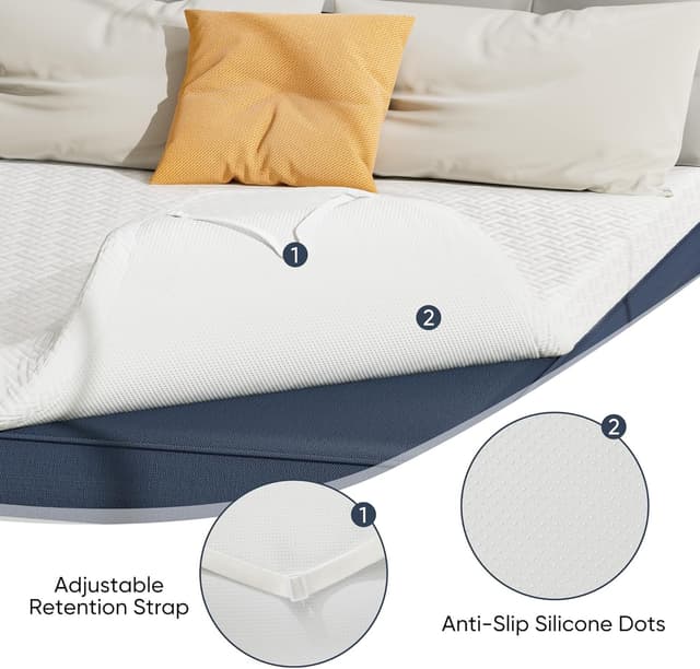 Detalle 2 de Fijinhom 3 Inch Memory Foam Mattress Topper (Super King, 180x200cm) with Cooling Cover